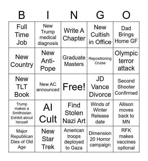 2026 Bingo Card