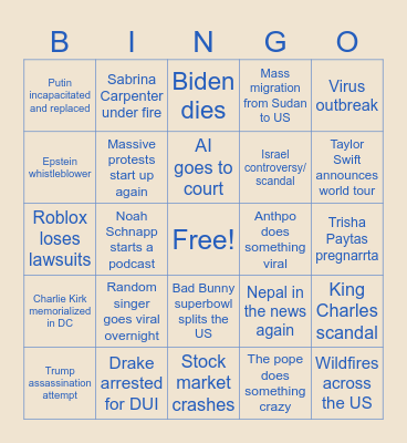 2026 BINGO Card