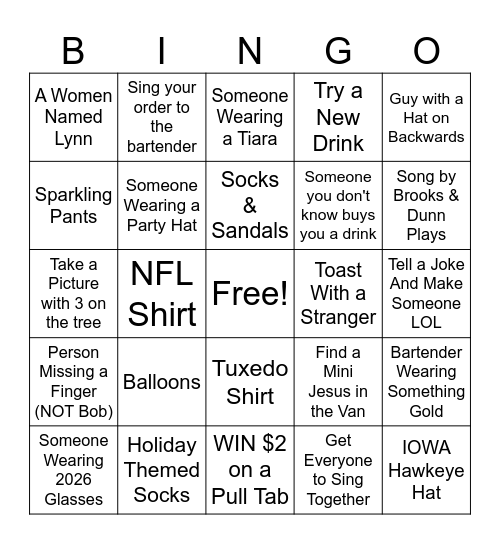 New Year's Eve Bingo! Bingo Card