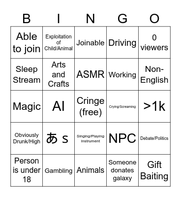 Tiktok Live Bingo Card
