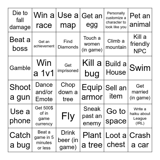 Lockout Bingo Card