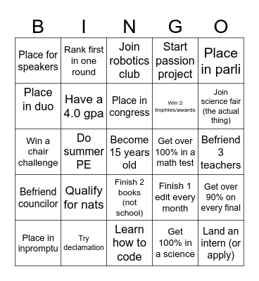 Alisa’s bingo Card