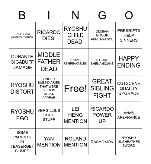 THE GREATEST CANTO 9 BINGO Card