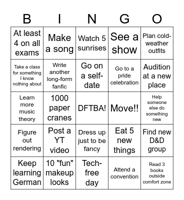 2026 BIN-GOals Bingo Card