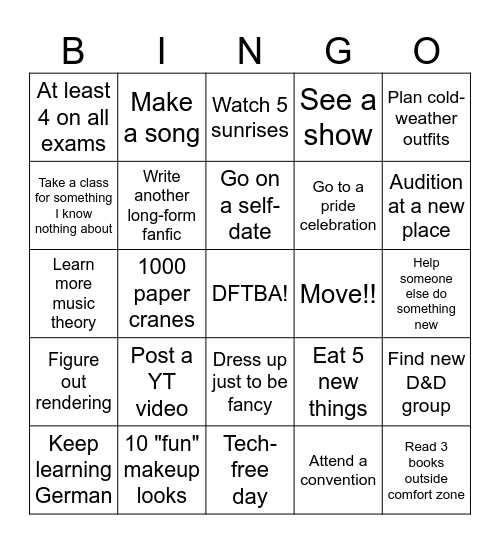 2026 BIN-GOals Bingo Card
