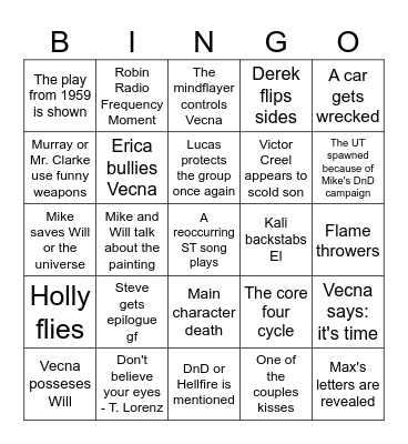 ST finale Bingo Card