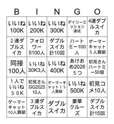 Tiktok Live Bingo Card