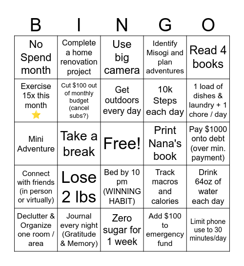January 2026 BINGO Card