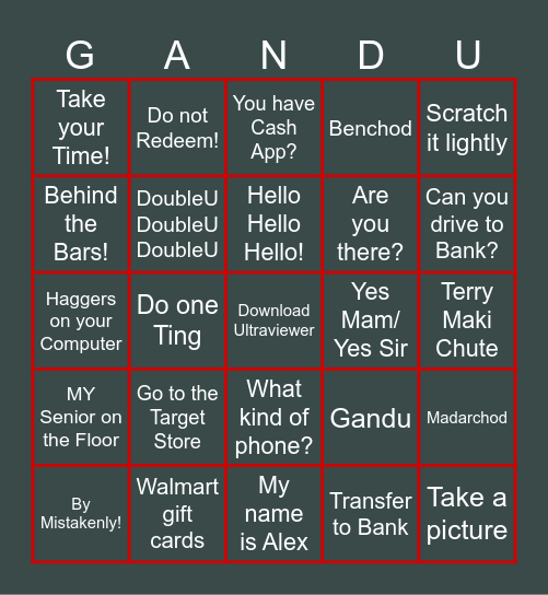 BHENCHODE SCAMMER HARDCORE Bingo Card