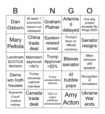 AMERICA 2026 Bingo Card