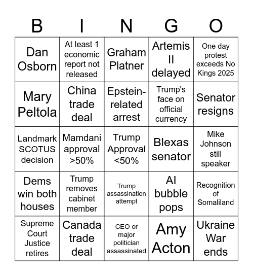 AMERICA 2026 Bingo Card