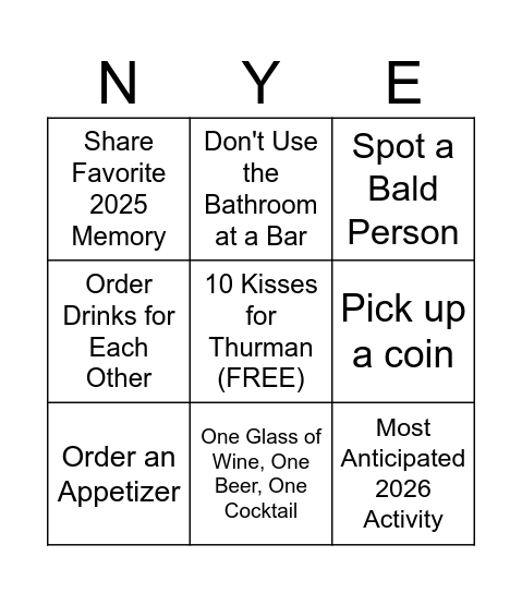 NYE BYNGO Bingo Card