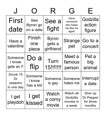 The awesome bingo card Bingo Card
