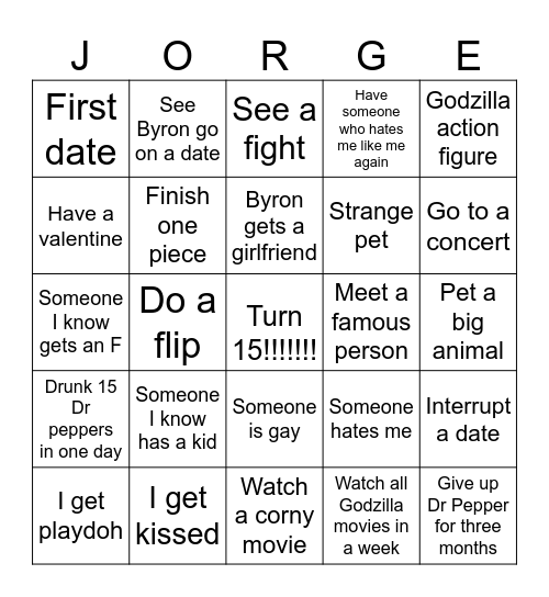 The awesome bingo card Bingo Card