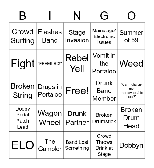 BYE 2025 Bingo Card