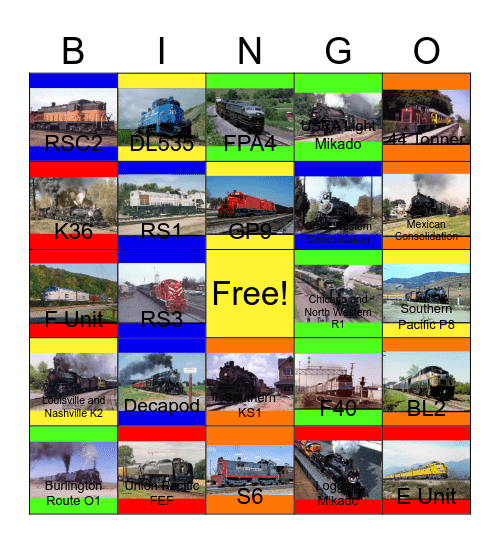 Tourist Railroads in the U.S.A that I would like to visit on a Friday after I had a lovely day at the zoo after John would say "Wave Bye Bye to Putt Putt saves the Zoo for life" one day Bingo Card