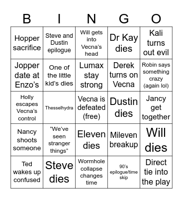 ST5 Finale Bingo Card