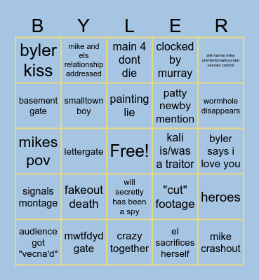 stranger things finale Bingo Card