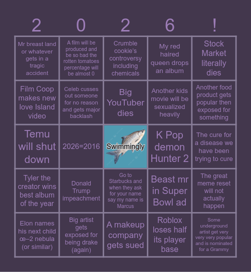 2026 BINGOOOOO Bingo Card