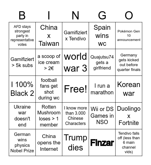 Eponator Bingo 2026 Bingo Card