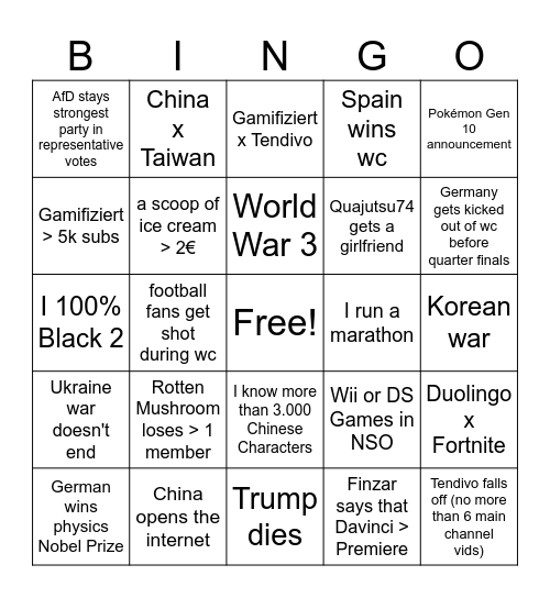 Eponator Bingo 2026 Bingo Card