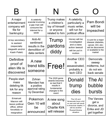 2026 bingo card Bingo Card