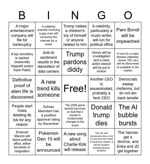 2026 bingo card Bingo Card
