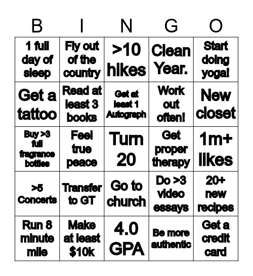 2026 Bingo Card