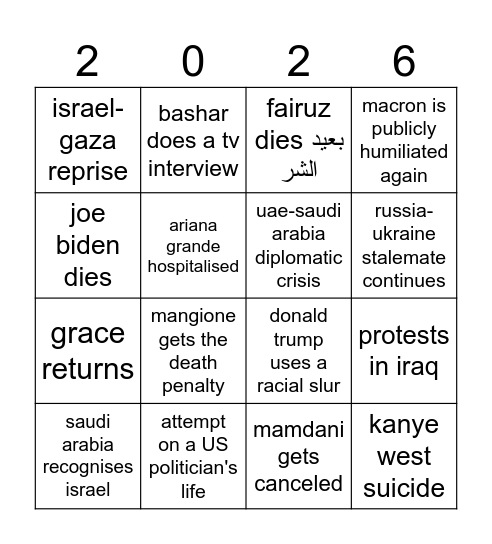 unreliable Bingo Card