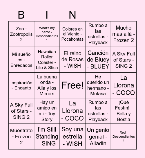 Bingo Disney 40🟧 Bingo Card