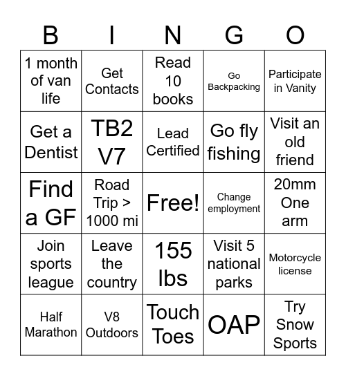 2026 Bingo Card