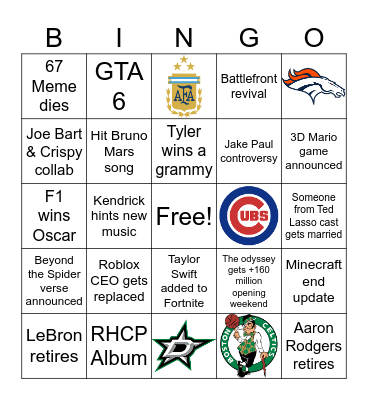 2026 Bingo Card