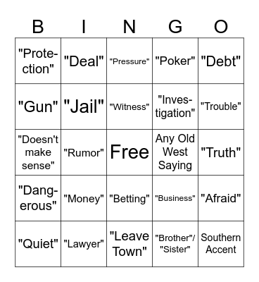 Murder Mystery Bingo Card