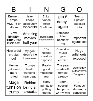 2026 Bingo Card