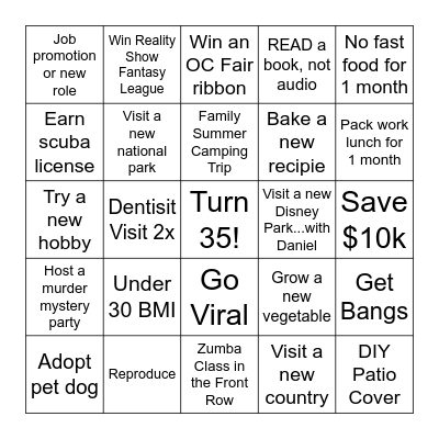 Jen 2026 Bingo Card