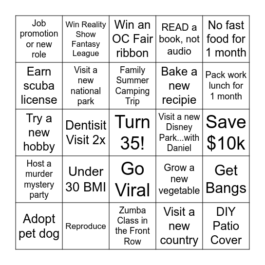 Jen 2026 Bingo Card