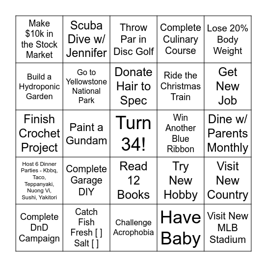 Daniel 2026 Bingo Card