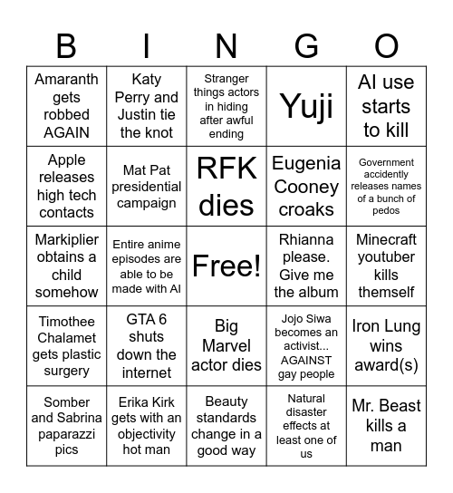 2026 bingo Card