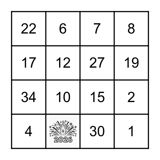 Oud en Nieuw Bingo 2025! Bingo Card