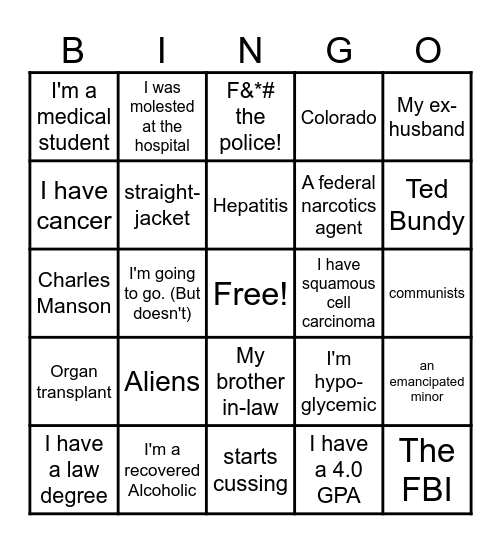Patty Bingo Card