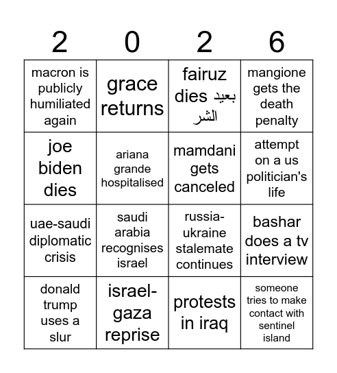 unreliable Bingo Card