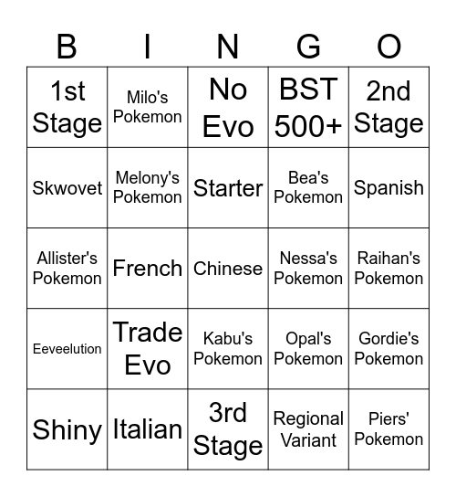 Surprise trade (Sword) Bingo Card