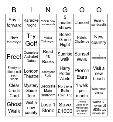 Kirsty's 2026 Goals Bingo Card