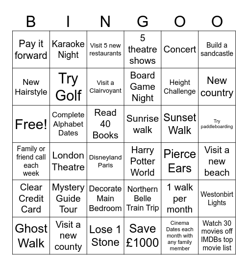 Kirsty's 2026 Goals Bingo Card