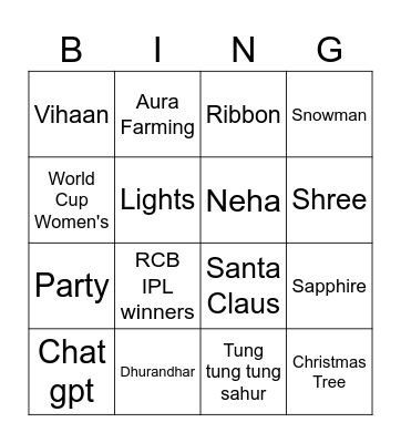 New Year Bingo Card
