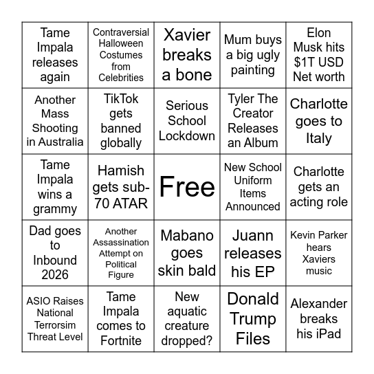 2026 Bingo - Both Bingo Card