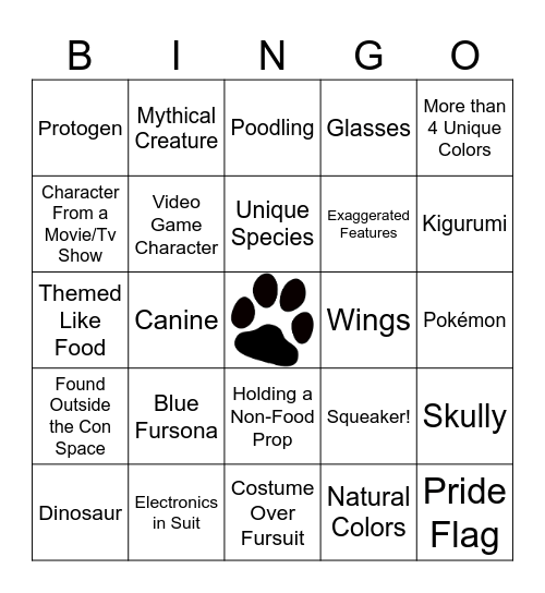 Fursuit Bingo (By: Drawingnotbook/Corndog) Bingo Card