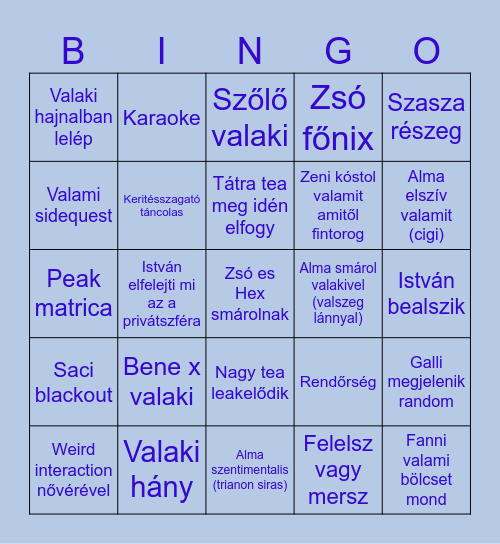 2025 Szilveszter bingo Card