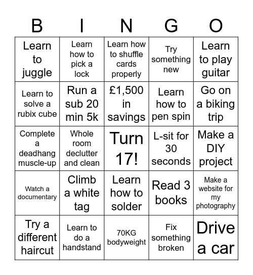 2026 Bingo Card