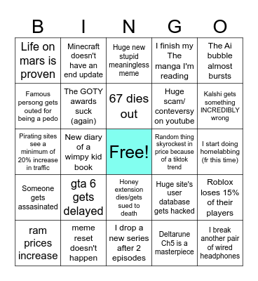 2026 Bingo (happy new year!!!) Bingo Card